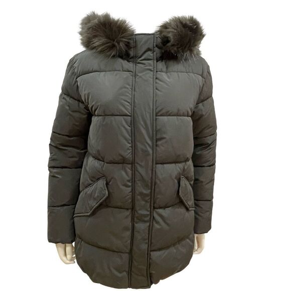 MNG, Puffer Coat Jacket, Gray, Size Small - Picture 1 of 15